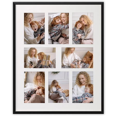 Duża ramka na wiele zdjęć czarna 40x50 cm A - 8 zdjęć