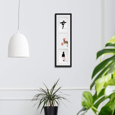 Ramka na 3 zdjęcia czarna 18x66 cm