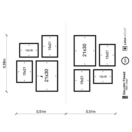 Zestaw ramek PINIA 1 GF0043 - galeria ramek na 8 zdjęć
