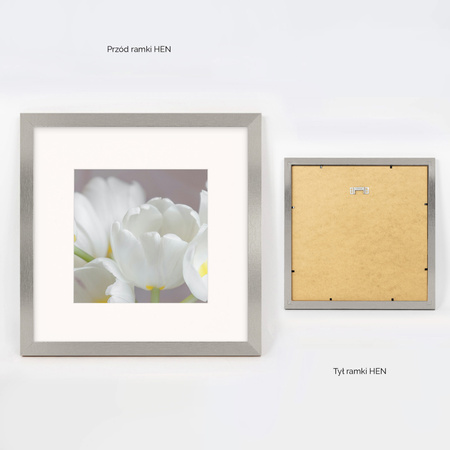 Srebrna ramka na zdjęcia HEN PASS S 30x30 cm z passe partout (20x20 cm)