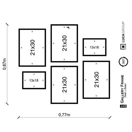 Zestaw brązowych ramek PINIA 3 GF0047 - galeria ramek na 6 zdjęcia