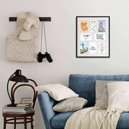 Duża ramka na wiele zdjęć czarna 40x50 cm A - 8 zdjęć