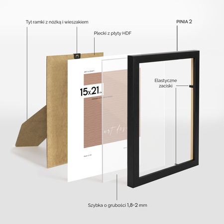 Czarna ramka drewniana PINIA 2 15x21 cm