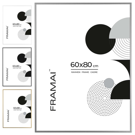 Srebrna ramka aluminiowa QAL 60x80 cm