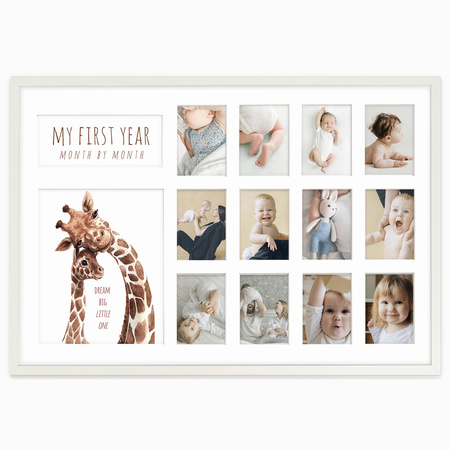 Ramka wspomnień „Mój pierwszy roczek” – kolaż pierwszych 12 miesięcy życia dziecka