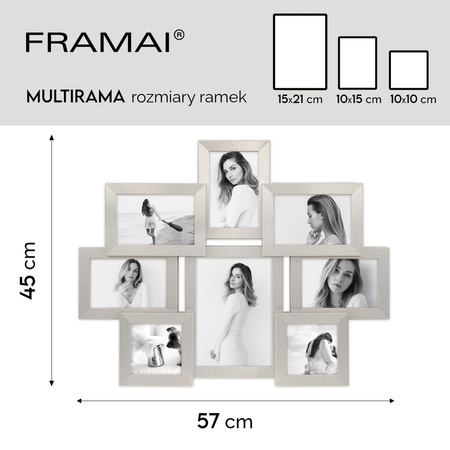 Multirama MULTI HEN S ramka na zdjęcia na 8 zdjęć - srebrna
