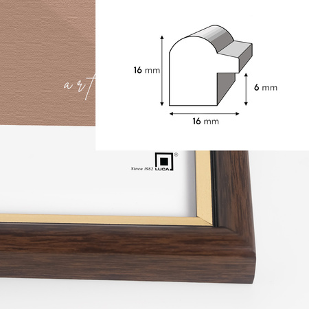 Brązowa ramka drewniana ze złotym paskiem DRI CL 4 25x38 cm