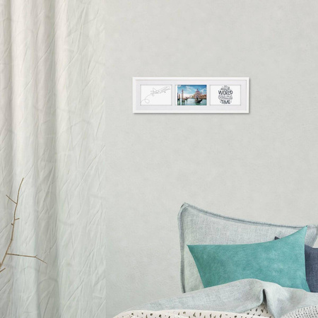 Ramka na 3 zdjęcia biała 18x66 cm