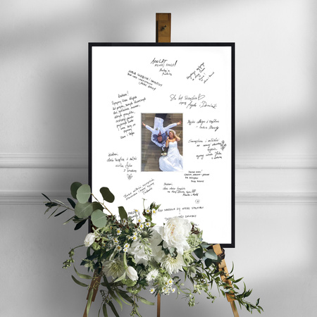 Ramka na WESELE PAMIĄTKOWA 50x70 cm czarna z białym passe partout o rozmiarze