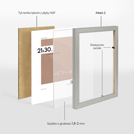 Srebrna ramka drewniana na zdjęcia PINIA S 21x30 cm