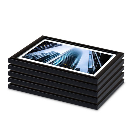 Pakiet 5 szt. czarnych ramek drewnianych na zdjęcia HIT 02 10x15 cm