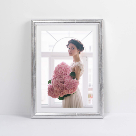 Srebrna ramka drewniana na zdjęcia EKO S2 15x21 cm