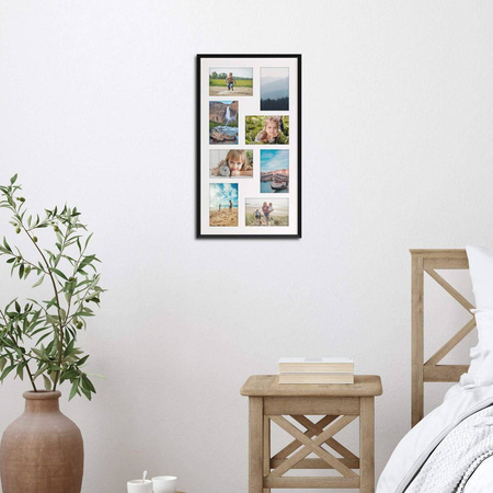 Duża ramka na wiele zdjęć czarna 33x60 cm - 8 zdjęć