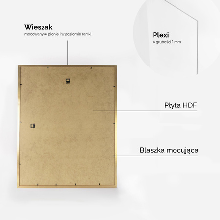 Złota ramka na zdjęcia HEN PASS Z 40x50 cm z passe partout (30x40 cm)