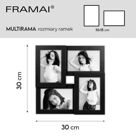 Multirama MULTI HEN 2 ramka na zdjęcia. Czarna multirama na cztery zdjęcia