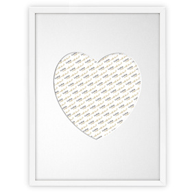 Ramka SERCE 30x40 cm w kolorze białym z białym passe partout