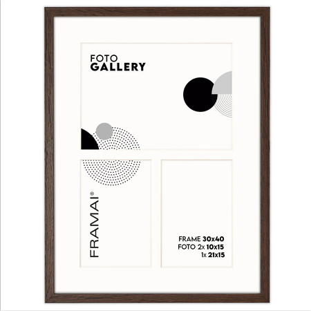 Foto Galeria 30x40 cm kolor brązowy Ramka na 3 zdjęcia 10x15 cm 15x21 cm z Passe Partout