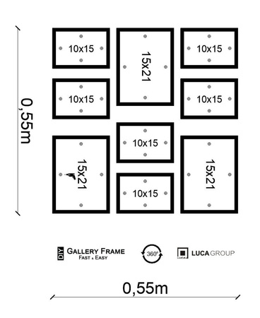 Zestaw ramek PINIA 3 GF0027 - brązowa galeria ramek na 9 zdjęć
