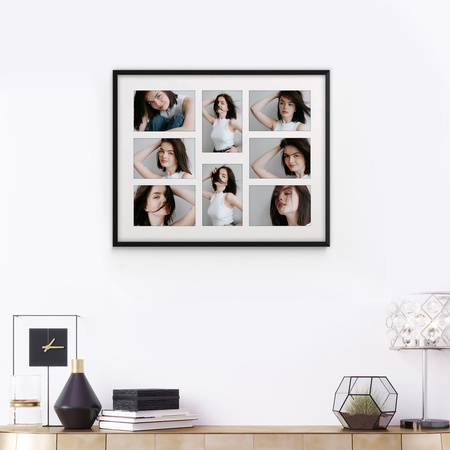 Duża ramka na wiele zdjęć czarna 40x50 cm A - 8 zdjęć