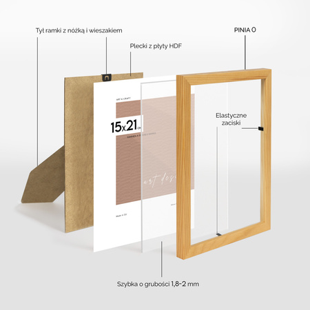 Naturalna ramka drewniana na zdjęcia PINIA 0 15x21 cm