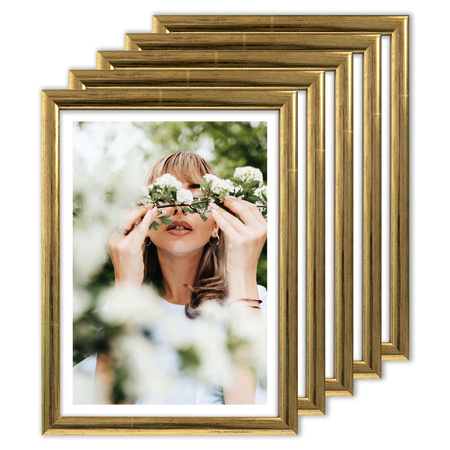 Pakiet 5 szt. złotych ramek na zdjęcia HIT 1Z 13x18 cm