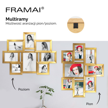 Multirama MULTI HEN Z ramka na zdjęcia na 8 zdjęć - złota