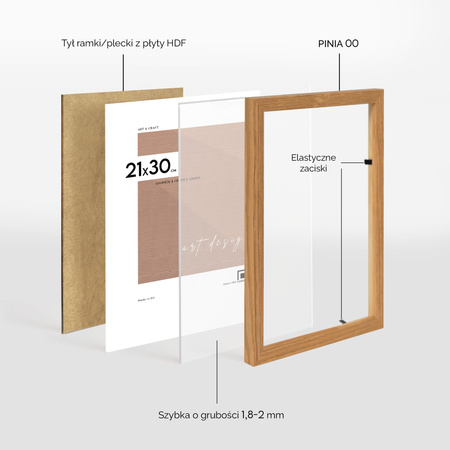 Ramka drewniana kolor dąb PINIA 00 21x30 cm
