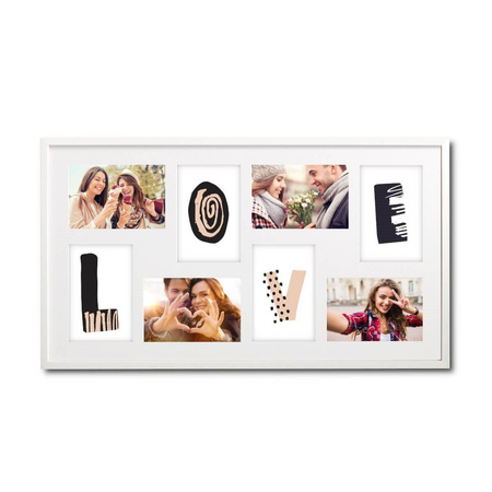 Duża ramka na wiele zdjęć biała 33x60 cm - 8 zdjęć