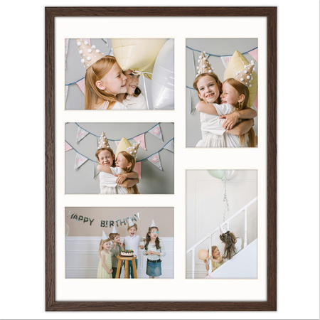 Foto Galeria 30x40 cm kolor brązowy Ramka na 5 zdjęcia 10x15 cm z Passe Partout