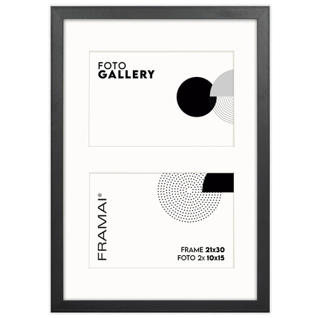 Czarna Foto Galeria 21x30 cm Ramka na 2 zdjęcia 10x15 cm z Passe Partou