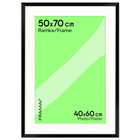 Czarna ramka na zdjęcia HEN PASS 2 50x70 cm z passe partout 50x70 (40x60)