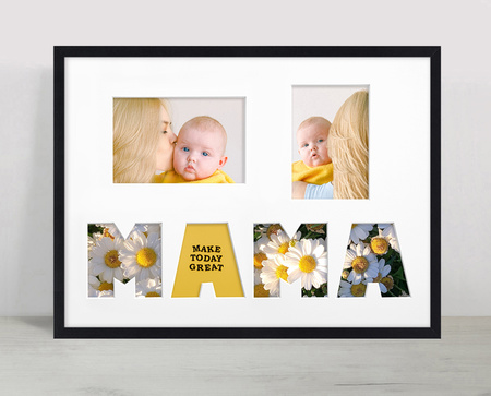 Ramka MAMA 30x40 cm w kolorze czarnym z białym passe partout