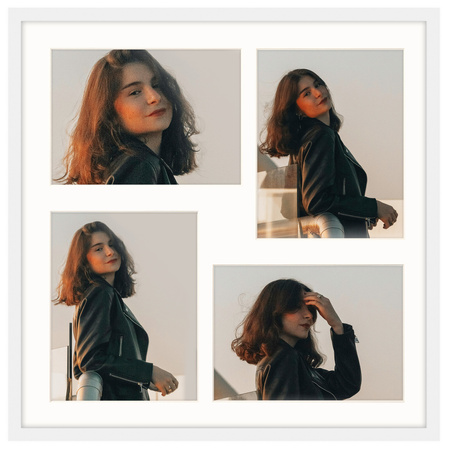 Foto Galeria 40x40 cm kolor biały Ramka na 4 zdjęcia 13x18 cm z Passe Partout