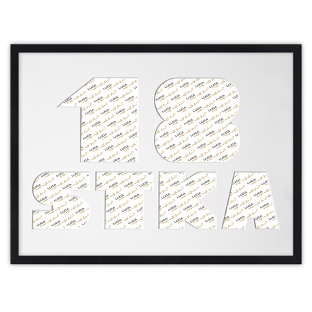 Ramka na 18-ste urodziny 30x40 cm w kolorze czarnym z białym passe partout