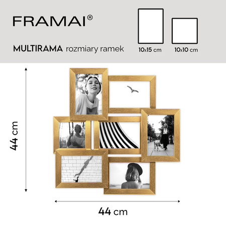 Multirama MULTI HEN Z ramka na zdjęcia na 7 zdjęć - złota
