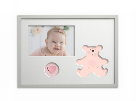 Ramka na zdjęcia do pokoju dziecięcego 21x30 cm biała z białym passe partout