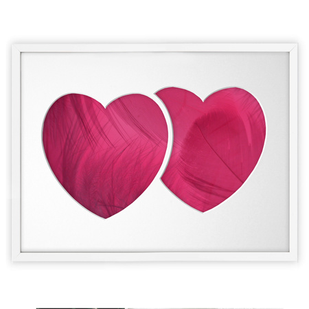 Ramka DWA SERCA 30x40 cm w kolorze białym z białym passe partout