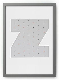 Ramka na zdjęcia LITERKA "Z" 21x30 cm szara z białym z passe partout