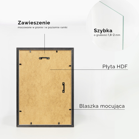 Czarna ramka drewniana ze złotym paskiem DRI CL 2 21x30 cm