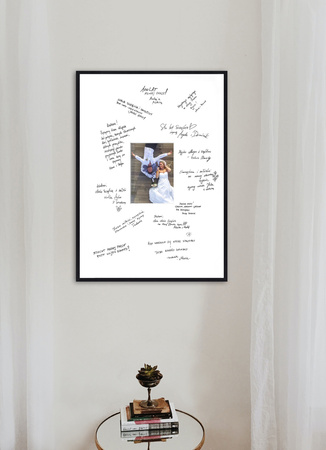 Ramka na WESELE PAMIĄTKOWA 50x70 cm czarna z białym passe partout o rozmiarze