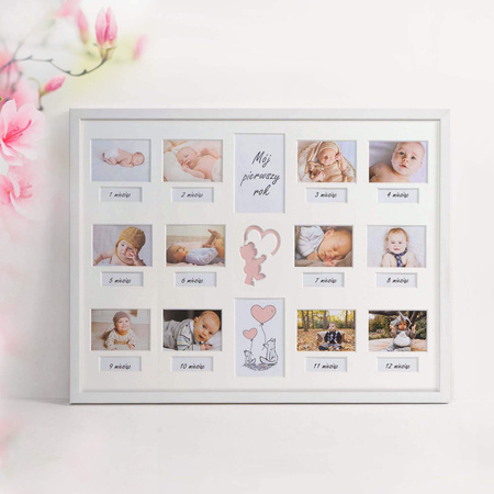 Ramka na zdjęcia PIERWSZY ROCZEK DZIECKA - CHŁOPIEC 30x40 cm z passe partout