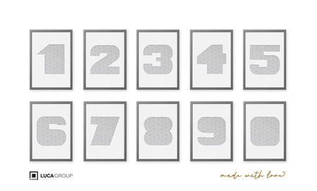 Ramka na zdjęcia CYFERKA "9" 21x30 cm szara z białym passe partout