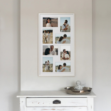 Duża ramka na wiele zdjęć biała 33x60 cm - 8 zdjęć
