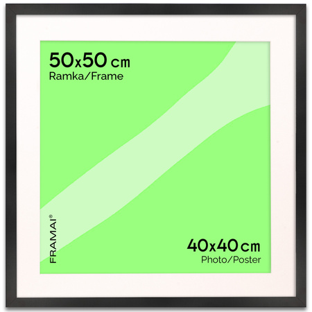 Czarna ramka na zdjęcia HEN PASS 2 50x50 cm z passe partout 50x50 (40x40)