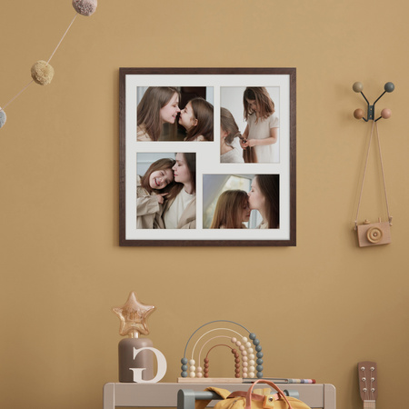 Foto Galeria 40x40 cm kolor brązowy Ramka na 4 zdjęcia 13x18 cm z Passe Partout
