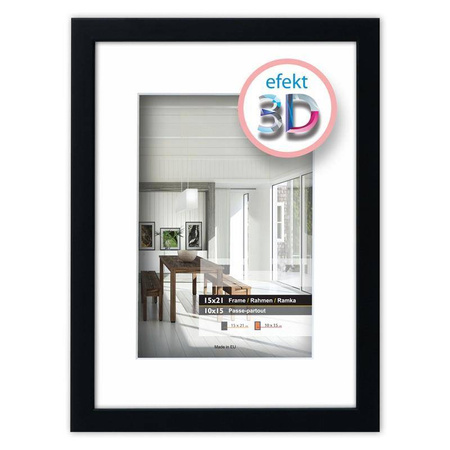 Czarna ramka przestrzenna Efekt 3D 25x25 cm (15,5x15,5 cm)