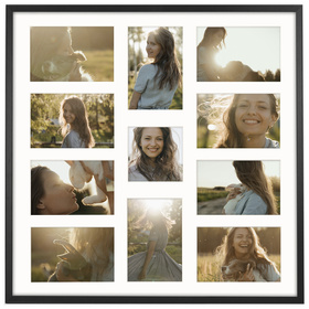 Foto Galeria 50x50 cm czarna Ramka na 11 zdjęć 10x15 cm i 10x10 cm z Passe Partout