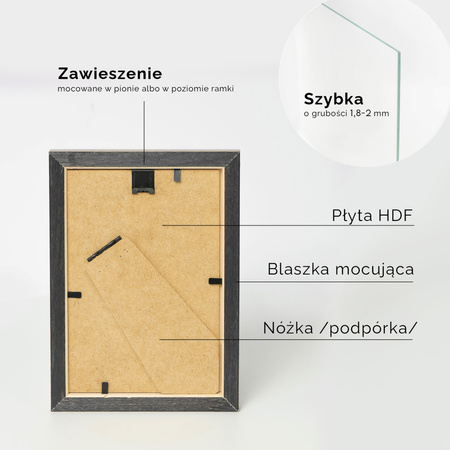 Czarna ramka drewniana ze złotym paskiem DRI CL 2 10x15 cm