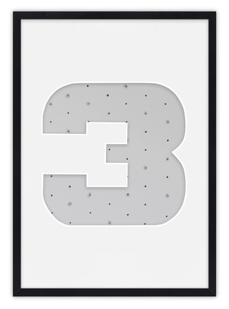 Ramka na zdjęcia CYFERKA "3" 21x30 cm czarna z białym passe partout