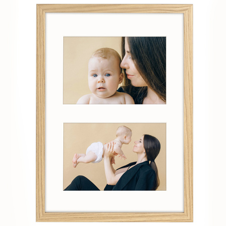 Foto Galeria 21x30 cm w kolorze dębowym Ramka na 2 zdjęcia 10x15 cm z Passe Partou